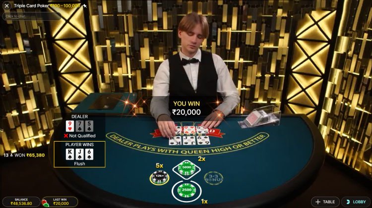 トリプル カード ポーカーの進化, Three Card Poker Game, Rules, Payouts