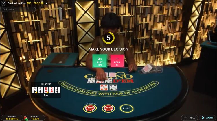 Casino Hold'em, Live Casino Hold'em Poker Evolution Online