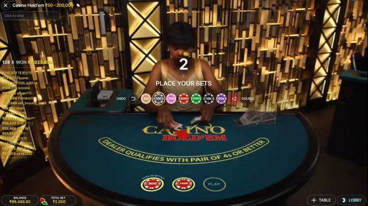 Casino Hold'em, Live Casino Hold'em Poker Evolution Online