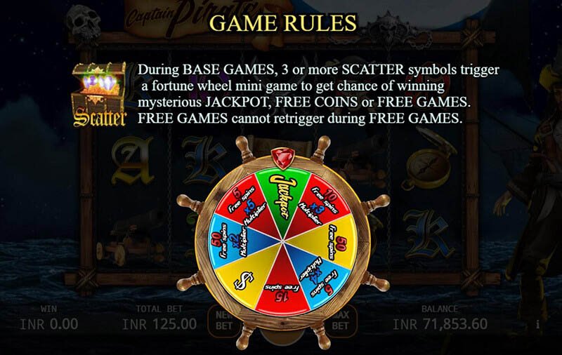 Captain Pirate Slot Machine Free Spins Bonus