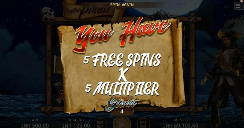 Captain Pirate Slot Machine Free Spins Bonus