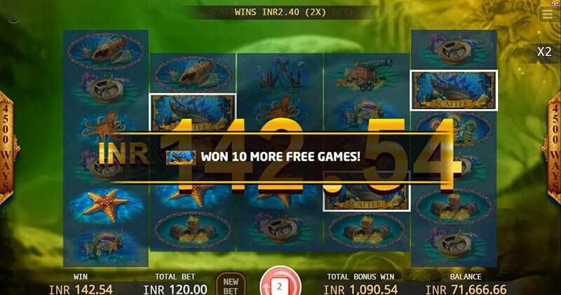 Poseidon's Treasure Slot Machine Free Spins Bonus